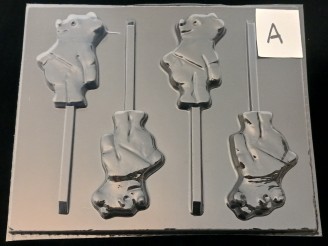 138sp Honey Bear Chocolate Candy Lollipop Mold FACTORY SECOND